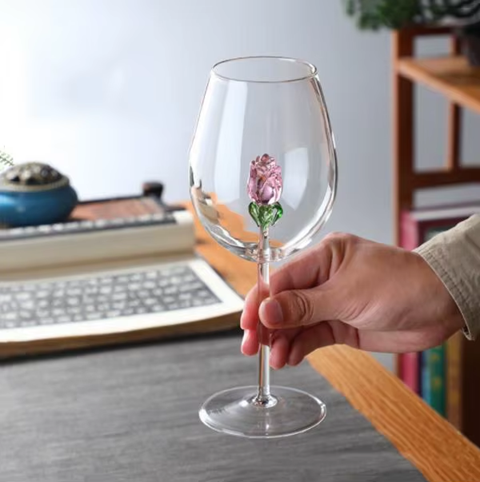 Floral Rose Glassware Collection | Stemmed Drinkware Dining Entertaining Use-Glassware-Homefinn