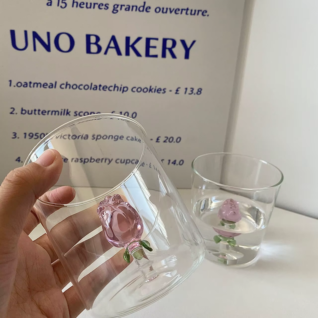 Floral Rose Glassware Collection | Stemmed Drinkware Dining Entertaining Use-Glassware-Homefinn