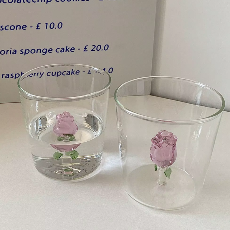 Floral Rose Glassware Collection | Stemmed Drinkware Dining Entertaining Use-Glassware-Homefinn