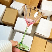 Floral Transparent Wine Glass | Tulip Shape Stemmed Dining Use-Glass-Homefinn