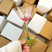 Floral Transparent Wine Glass | Tulip Shape Stemmed Dining Use-Glass-Homefinn