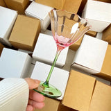 Floral Transparent Wine Glass | Tulip Shape Stemmed Dining Use