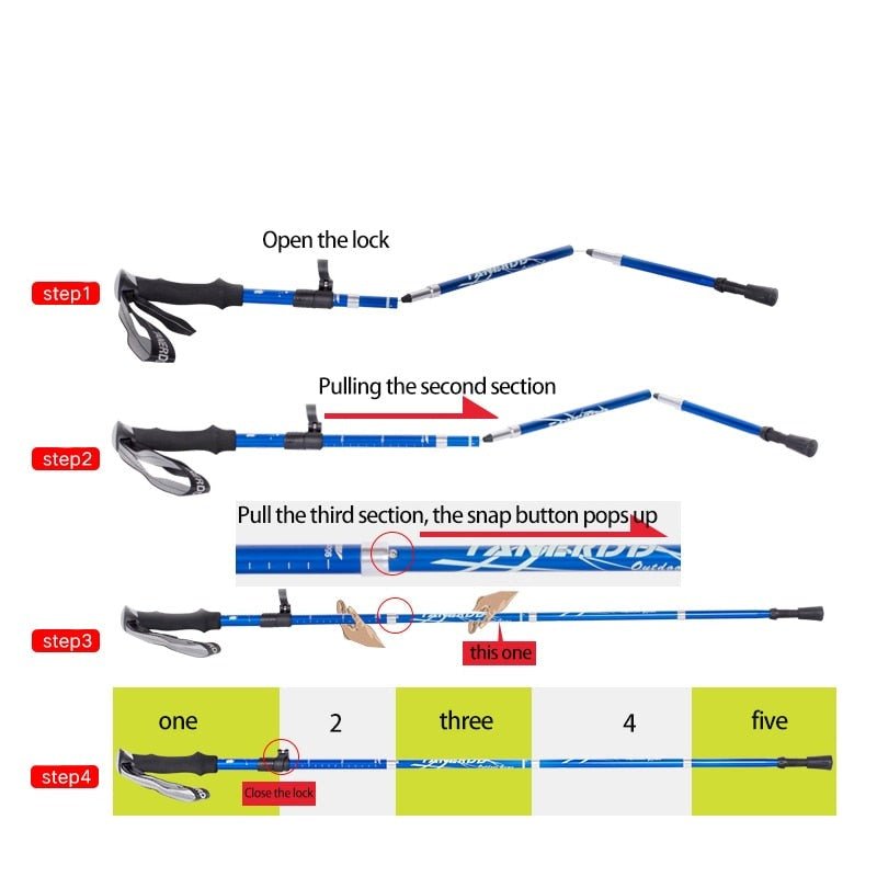 Foldable Adjustable Trekking Poles Lightweight Hiking Support - Image 7