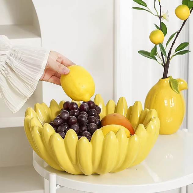 Fruit Shaped Serving Bowl | Banana Cluster Centrepiece Table Use-Fruit Bowl-Homefinn