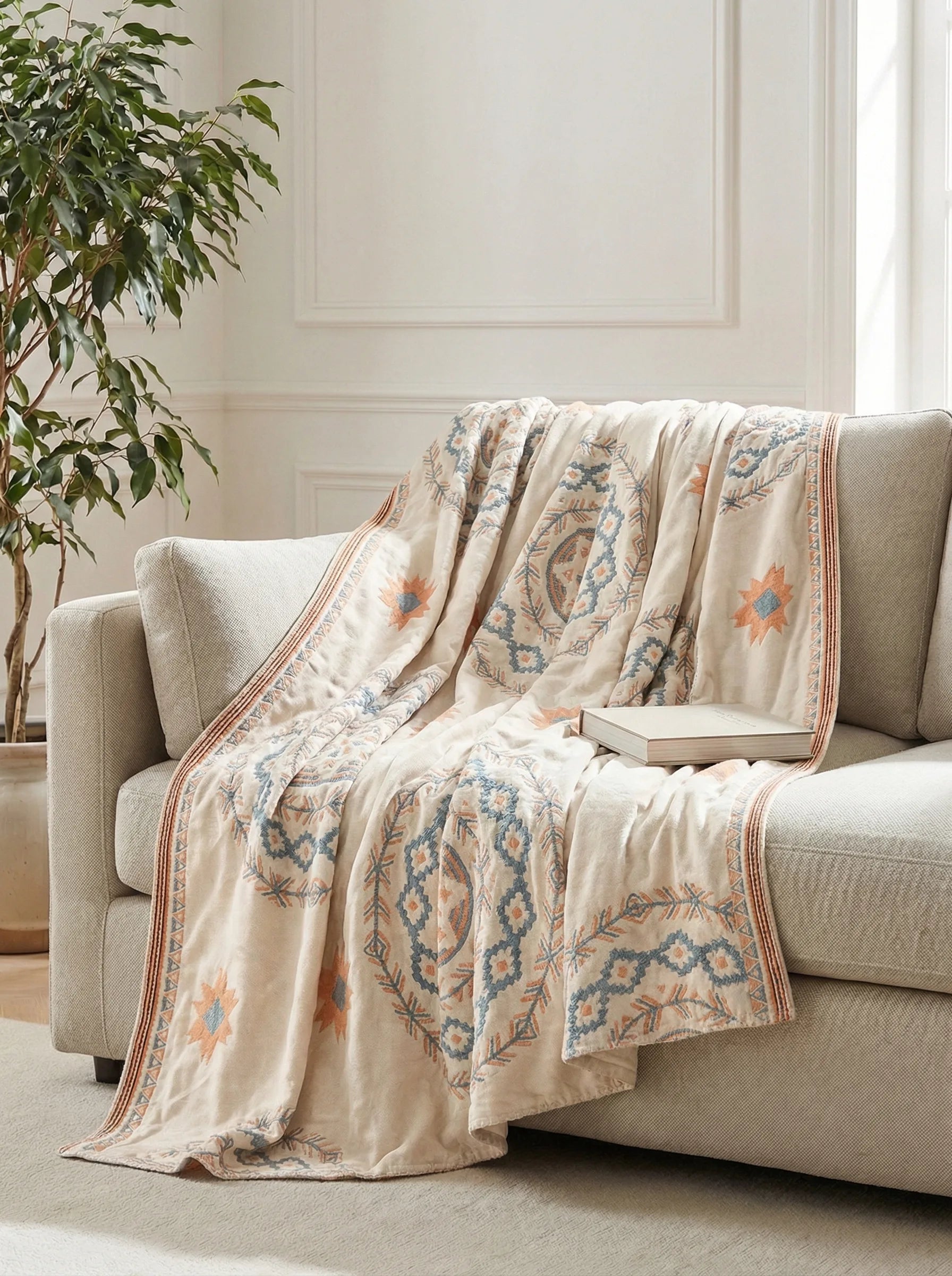 Bed Quilt Blanket | Geometric Pattern Layout-Blanket-Homefinn