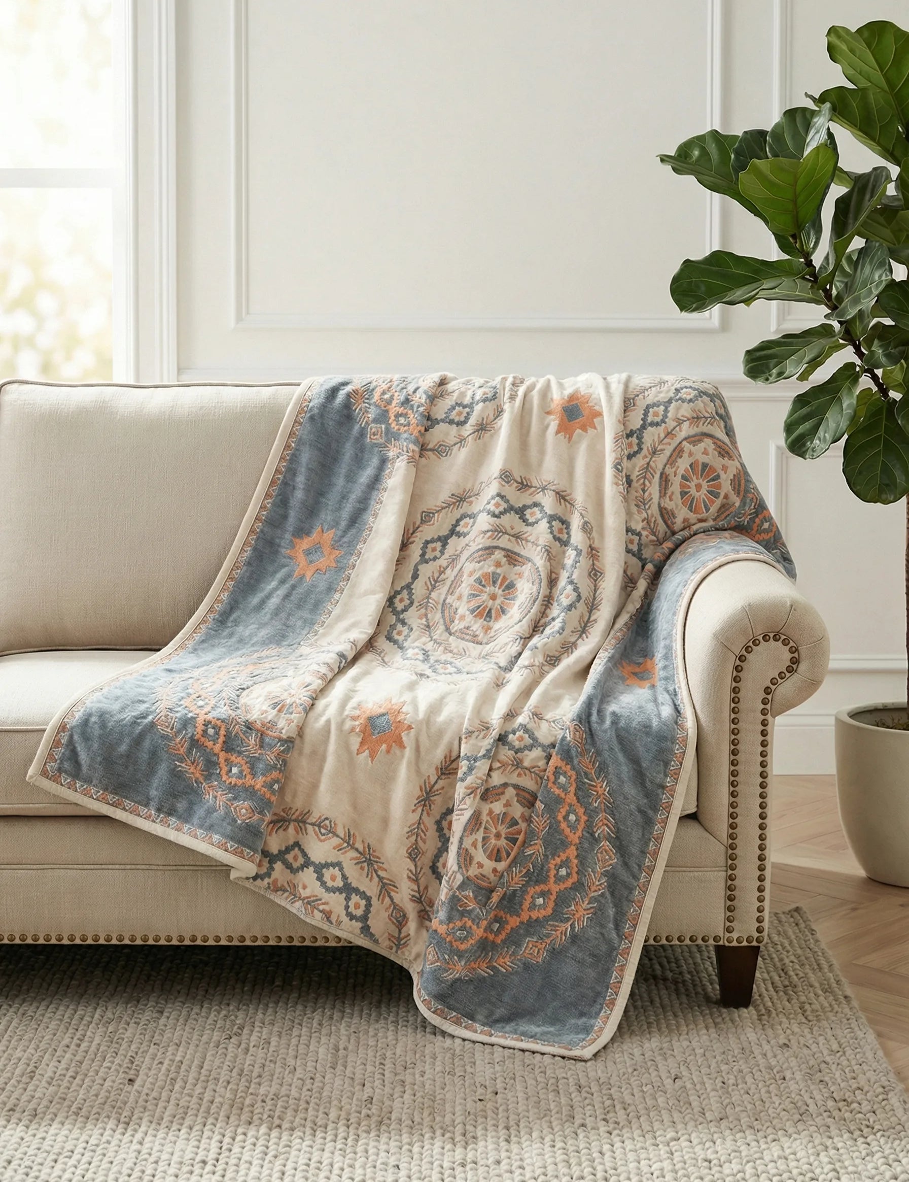 Bed Quilt Blanket | Geometric Pattern Layout-Blanket-Homefinn