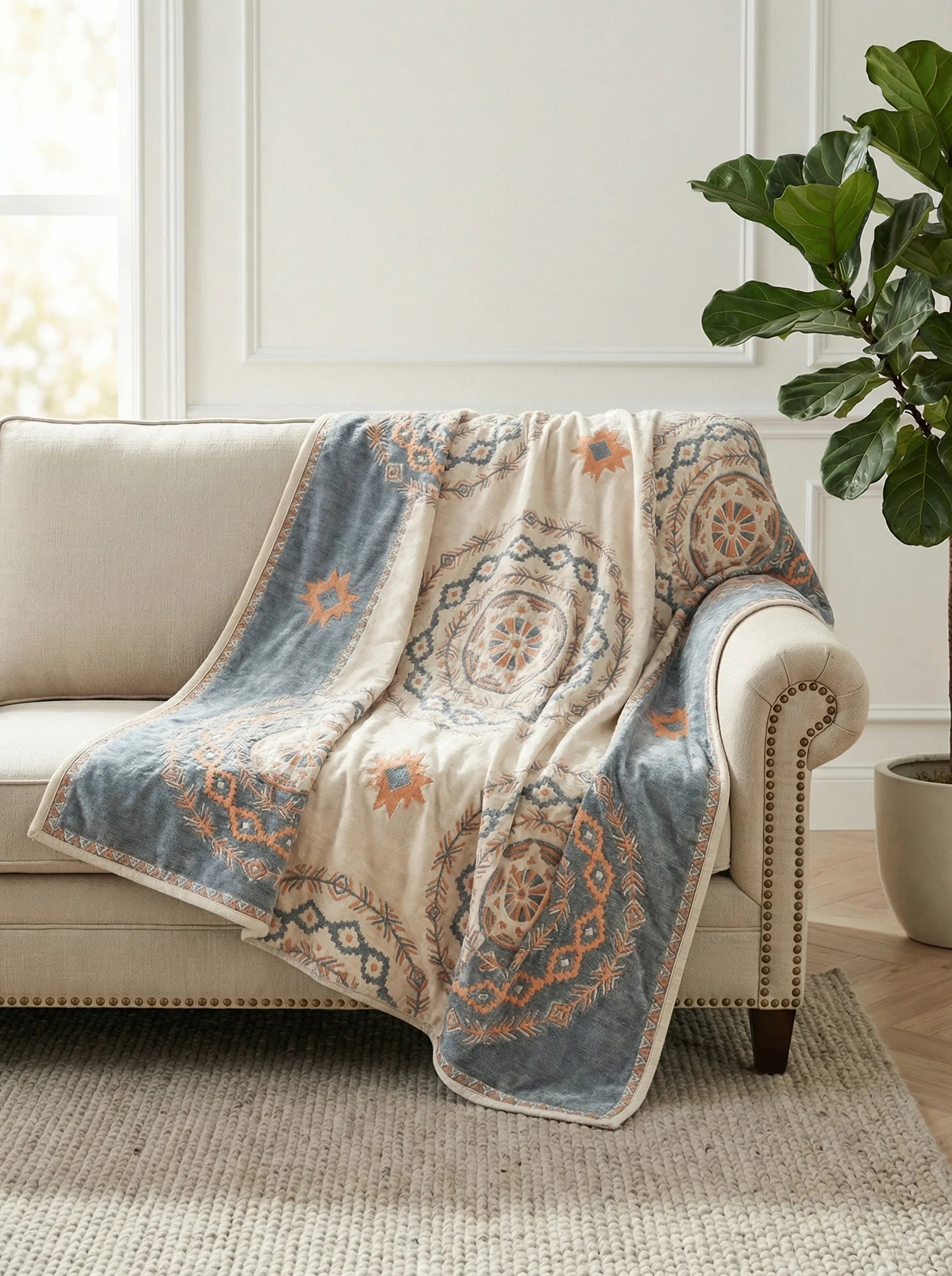 Bed Quilt Blanket | Geometric Pattern Layout-Blanket-Homefinn