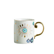 Geometric Evil Eye Mug | Gold Handle Morning Beverage Use-Mug-Homefinn