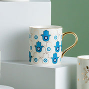 Geometric Evil Eye Mug | Gold Handle Morning Beverage Use-Mug-Homefinn