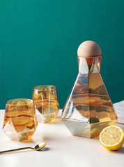 Geometric Faceted Decanter Glass Set | Matching Tumblers Dining Entertaining Use-Drinkware Set-Homefinn