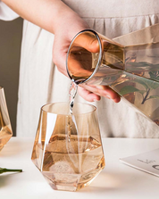 Geometric Faceted Decanter Glass Set | Matching Tumblers Dining Entertaining Use-Drinkware Set-Homefinn