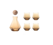 Geometric Faceted Decanter Glass Set | Matching Tumblers Dining Entertaining Use-Drinkware Set-Homefinn