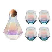 Geometric Faceted Decanter Glass Set | Matching Tumblers Dining Entertaining Use-Drinkware Set-Homefinn