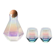 Geometric Faceted Decanter Glass Set | Matching Tumblers Dining Entertaining Use-Drinkware Set-Homefinn