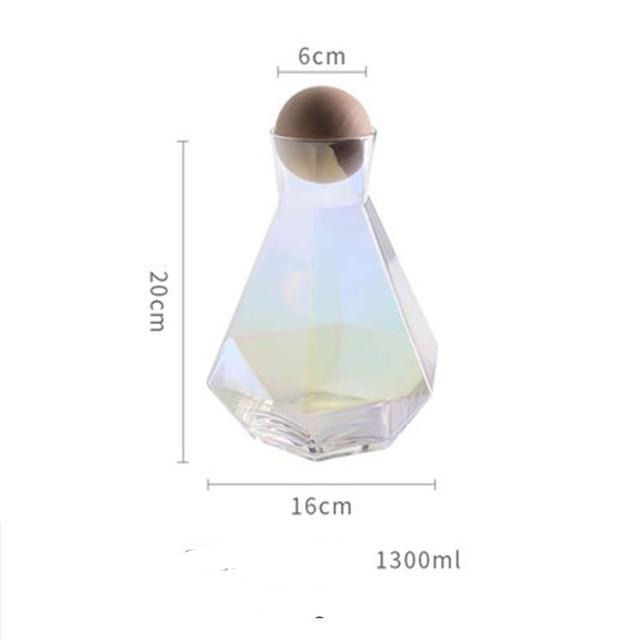 Geometric Faceted Decanter Glass Set | Matching Tumblers Dining Entertaining Use-Drinkware Set-Homefinn