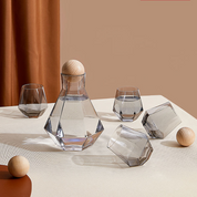 Geometric Faceted Decanter Glass Set | Matching Tumblers Dining Entertaining Use-Drinkware Set-Homefinn