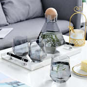 Geometric Faceted Decanter Glass Set | Matching Tumblers Dining Entertaining Use-Drinkware Set-Homefinn