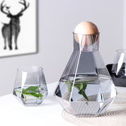 Geometric Faceted Decanter Glass Set | Matching Tumblers Dining Entertaining Use-Drinkware Set-Homefinn