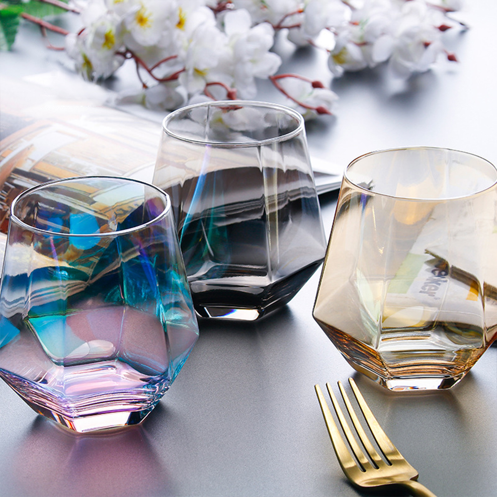 Geometric Faceted Decanter Glass Set | Matching Tumblers Dining Entertaining Use-Drinkware Set-Homefinn