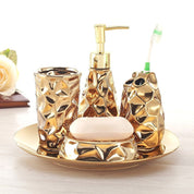 Geometric Textured Bathroom Accessory Set | Matching Dispenser Storage Countertop Use-Bathroom Accessory Set-Homefinn