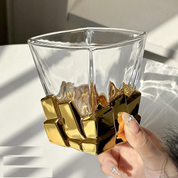 Geometric Transparent Drinking Glass | Faceted Base Textured Beverage Use-Glass-Homefinn