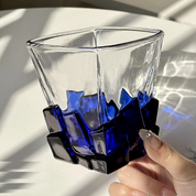 Geometric Transparent Drinking Glass | Faceted Base Textured Beverage Use-Glass-Homefinn