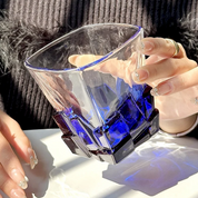 Geometric Transparent Drinking Glass | Faceted Base Textured Beverage Use-Glass-Homefinn