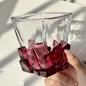 Geometric Transparent Drinking Glass | Faceted Base Textured Beverage Use-Glass-Homefinn