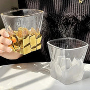 Geometric Transparent Drinking Glass | Faceted Base Textured Beverage Use-Glass-Homefinn