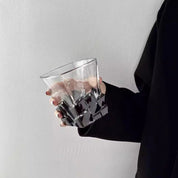 Geometric Transparent Drinking Glass | Faceted Base Textured Beverage Use-Glass-Homefinn