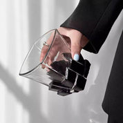 Geometric Transparent Drinking Glass | Faceted Base Textured Beverage Use-Glass-Homefinn