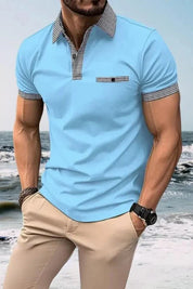 Men Polo Shirt | Contrast Trim Short Sleeve Casual Wear-Men Polo Shirt-Homefinn