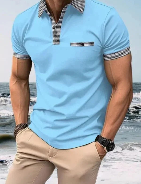 Men Polo Shirt | Contrast Trim Short Sleeve Casual Wear-Men Polo Shirt-Homefinn