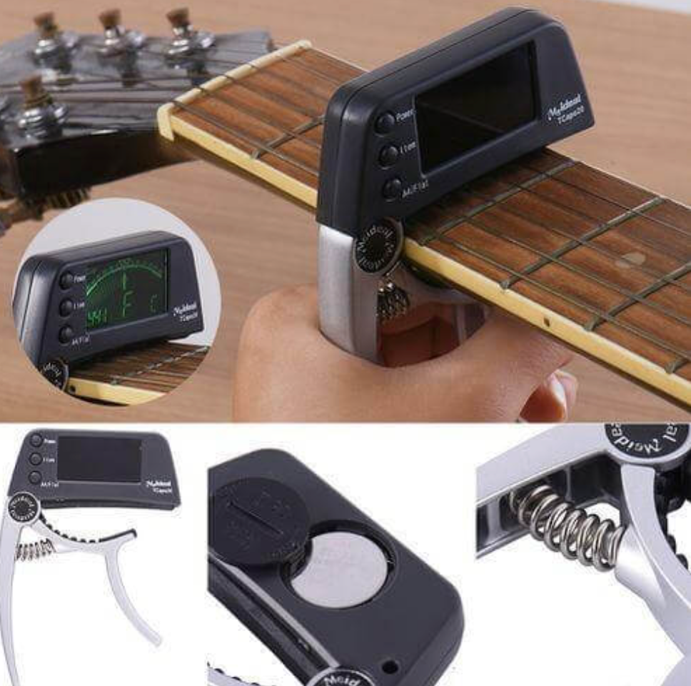 Guitar Capo With Digital Tuner | Clip On Guitar Accessory
