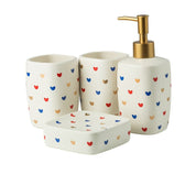 Heart Pattern Bathroom Accessory Set | Matching Dispenser Tumbler Countertop Use-Bathroom Accessory Set-Homefinn
