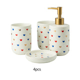 Heart Pattern Bathroom Accessory Set | Matching Dispenser Tumbler Countertop Use