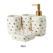 Heart Pattern Bathroom Accessory Set | Matching Dispenser Tumbler Countertop Use-Bathroom Accessory Set-Homefinn