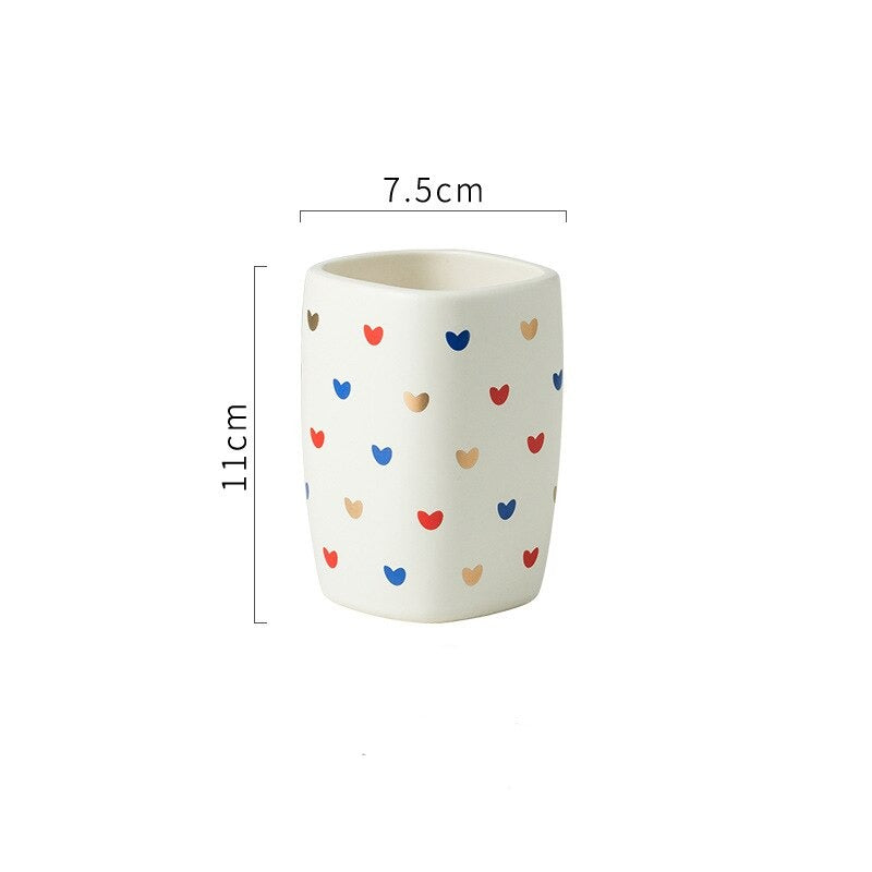 Heart Pattern Bathroom Accessory Set | Matching Dispenser Tumbler Countertop Use-Bathroom Accessory Set-Homefinn