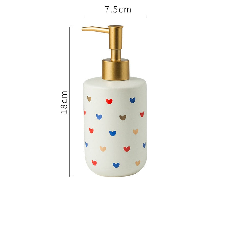 Heart Pattern Bathroom Accessory Set | Matching Dispenser Tumbler Countertop Use-Bathroom Accessory Set-Homefinn
