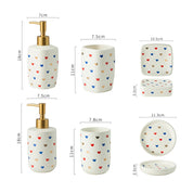 Heart Pattern Bathroom Accessory Set | Matching Dispenser Tumbler Countertop Use-Bathroom Accessory Set-Homefinn