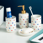 Heart Pattern Bathroom Accessory Set | Matching Dispenser Tumbler Countertop Use-Bathroom Accessory Set-Homefinn