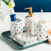 Heart Pattern Bathroom Accessory Set | Matching Dispenser Tumbler Countertop Use-Bathroom Accessory Set-Homefinn