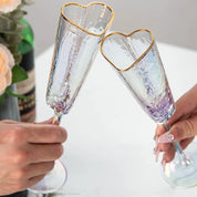 Heart Shaped Champagne Flute | Gold Rim Stemmed Glass Celebrations-Glass-Homefinn