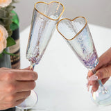 Heart Shaped Champagne Flute | Gold Rim Stemmed Glass Celebrations