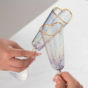 Heart Shaped Champagne Flute | Gold Rim Stemmed Glass Celebrations-Glass-Homefinn