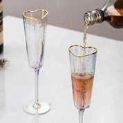 Heart Shaped Champagne Flute | Gold Rim Stemmed Glass Celebrations-Glass-Homefinn