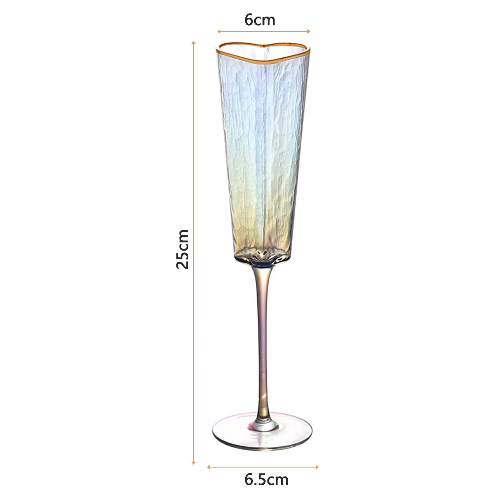 Heart Shaped Champagne Flute | Gold Rim Stemmed Glass Celebrations-Glass-Homefinn