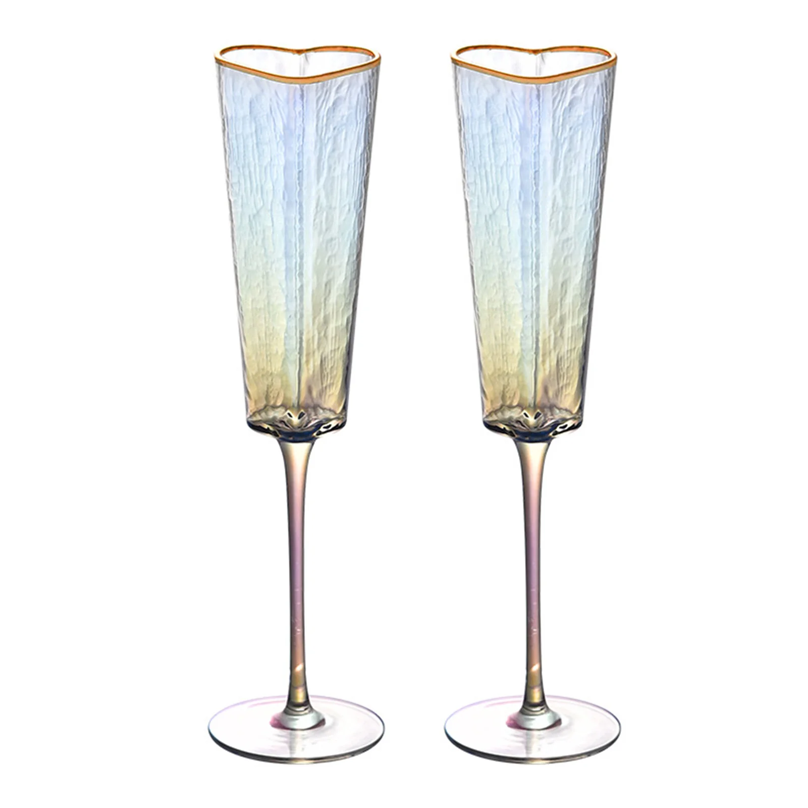 Heart Shaped Champagne Flute | Gold Rim Stemmed Glass Celebrations-Glass-Homefinn