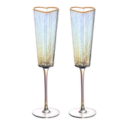 Heart Shaped Champagne Flute | Gold Rim Stemmed Glass Celebrations-Glass-Homefinn