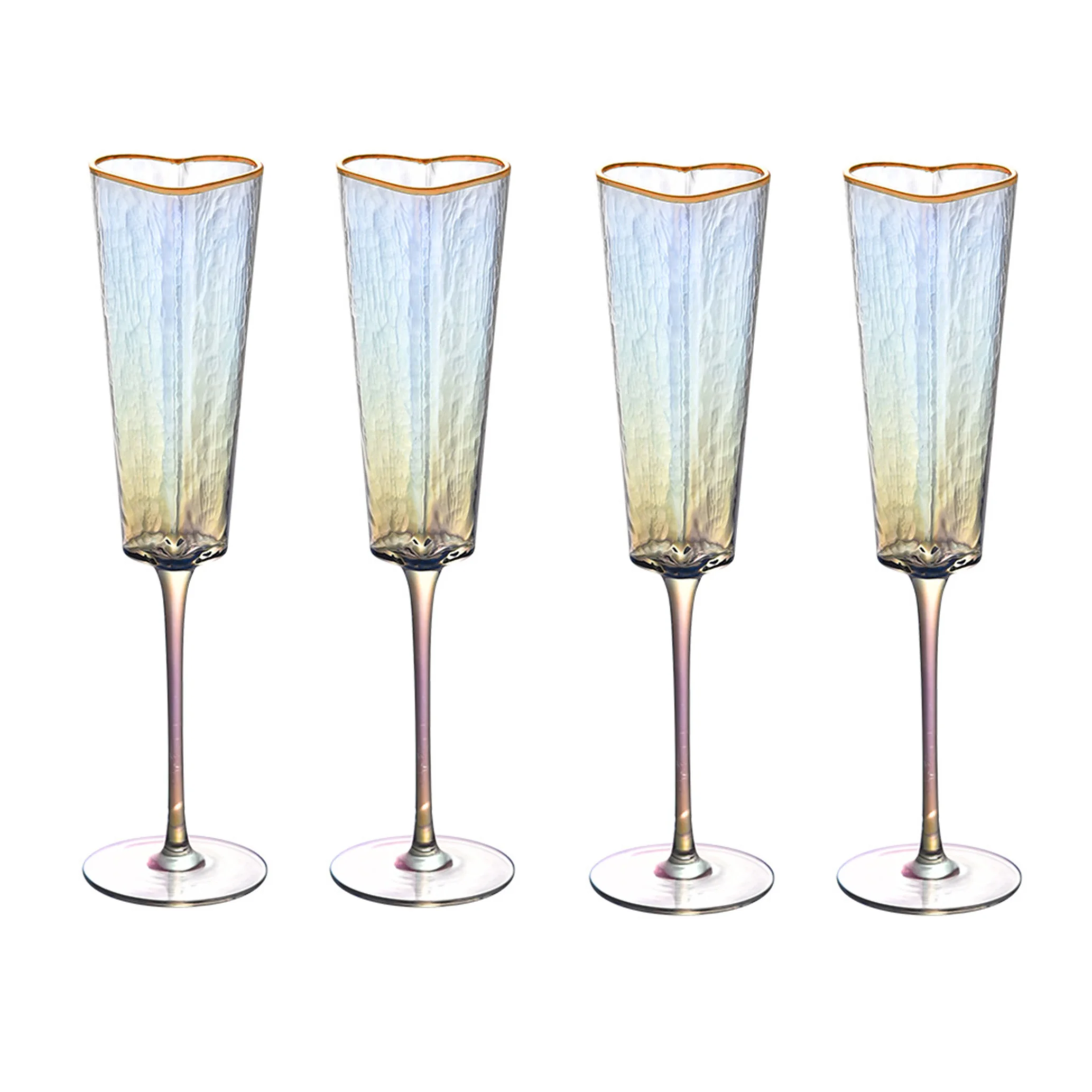 Heart Shaped Champagne Flute | Gold Rim Stemmed Glass Celebrations-Glass-Homefinn
